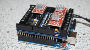 Arduino with GAUPS shield and stepper motor drivers.