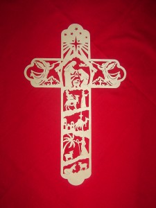 Fretwork nativity cross